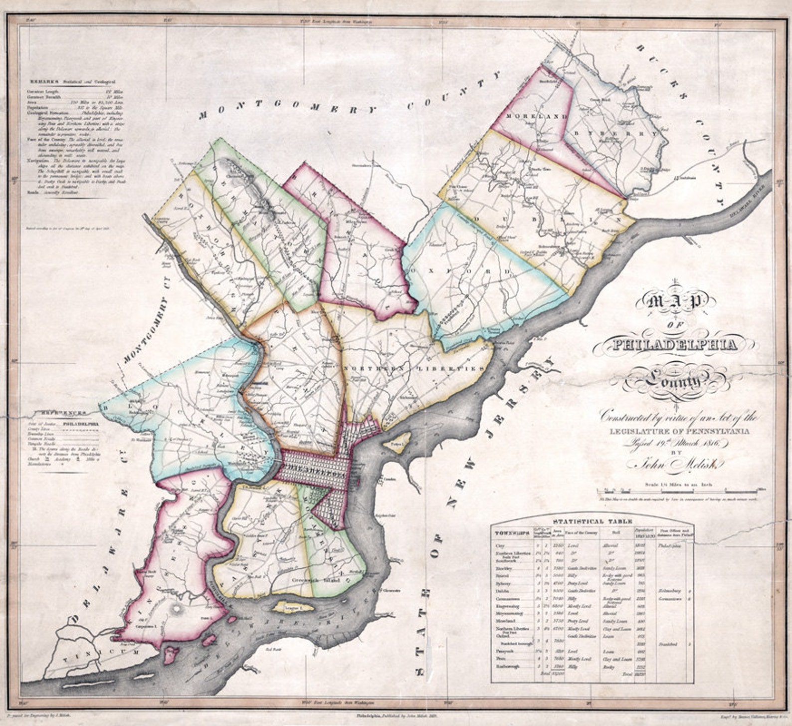 1819 Map of Philadelphia County Pennsylvania Land Owner Map Etsy