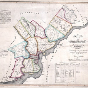 Carte de 1819 des propriétaires fonciers du comté de Philadelphie, en Pennsylvanie
