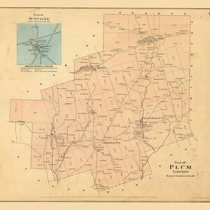 1865-Karte der Ölregion Plum Township Venango County in Pennsylvania