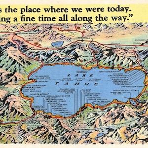 1953 Carte du lac Tahoe en Californie, Nevada