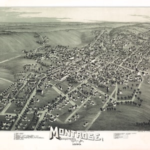 1890 Panorama-Karte von Montrose, Susquehanna County, PA
