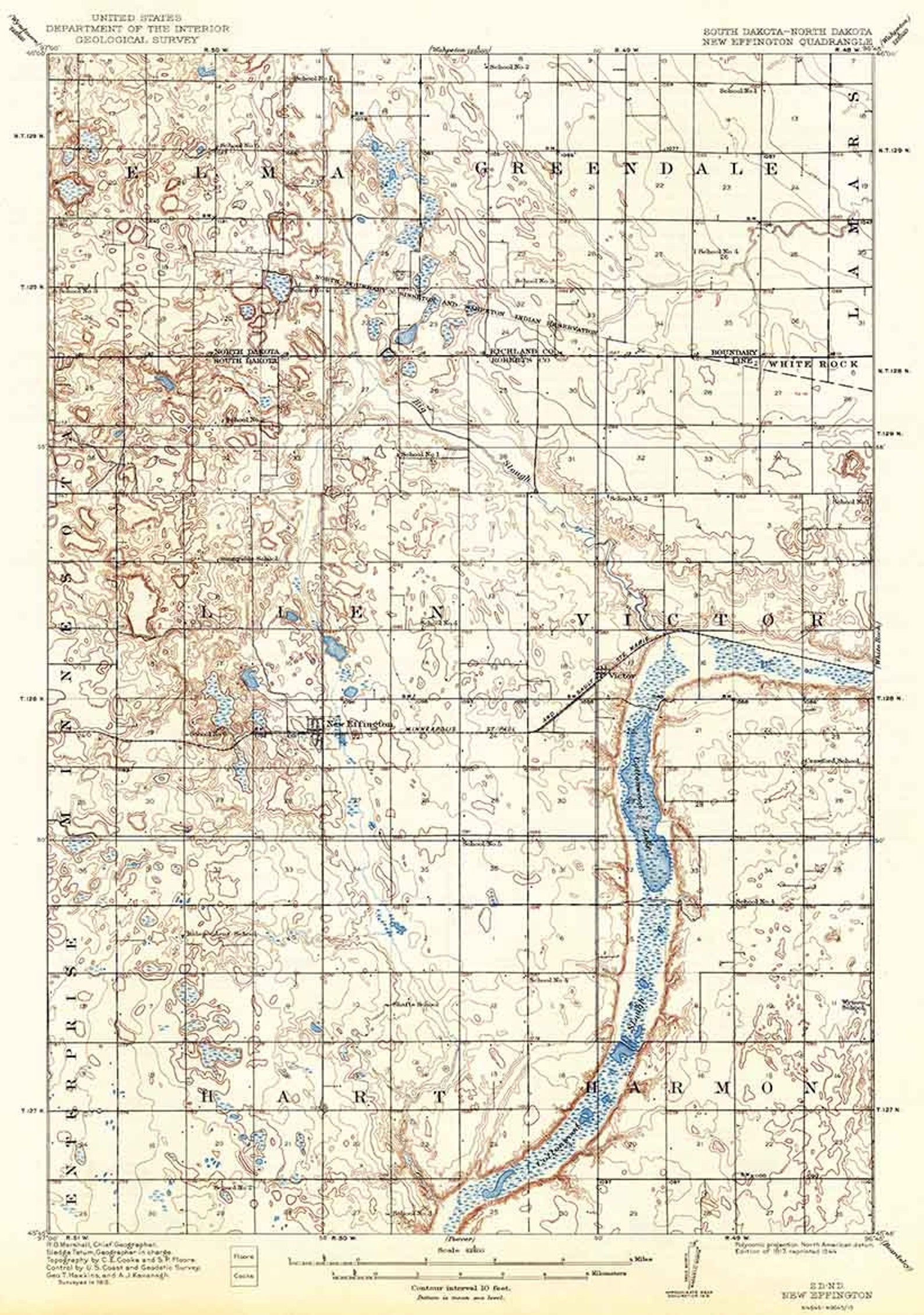 1917 Topo Map of New Effington South Dakota Etsy UK