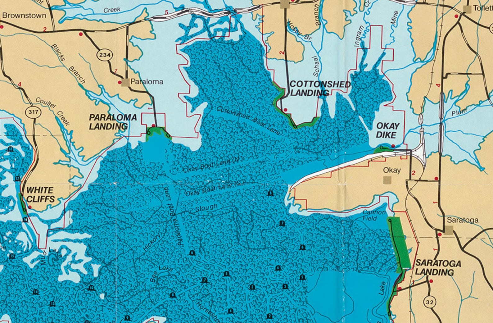 1976 Mapa de Millwood Lake Arkansas Etsy España