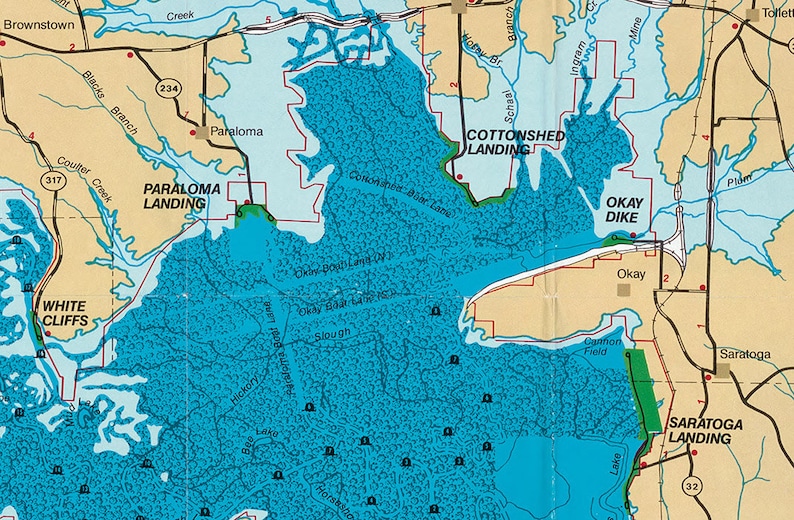 1976 Map of Millwood Lake Arkansas