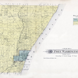 Kaart uit 1915 van Port Washington Township Ozaukee County Wisconsin