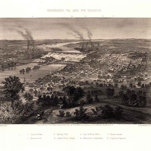 1863 Panorama-Karte von Richmond Virginia