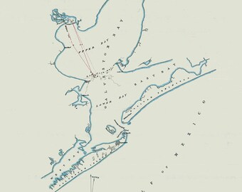 1877 Map of Galveston Bay Texas