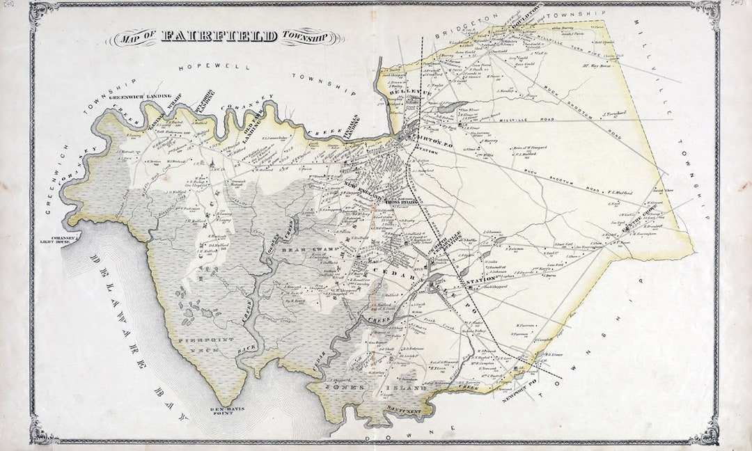 1876 Map of Fairfield Township Cumberland County New Jersey Etsy