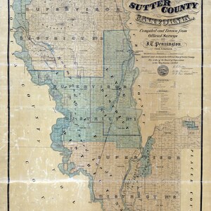 1873, carte du comté de Sutter en Californie