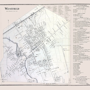 1867 Plan de la ville du comté de Westfield Chautauqua, New York