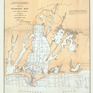 1900 Karte von Waquoit Bay Falmouth Massachusetts