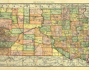 Mapa Dakoty Południowej z 1892 r.