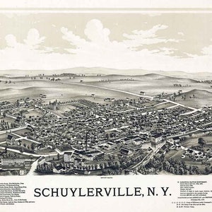 1889 Panorama-Karte von Schuylerville New York