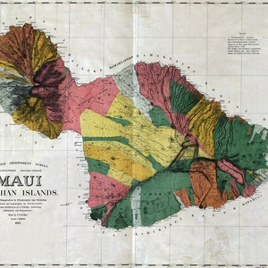 1885 Map of Maui Hawaiian Islands