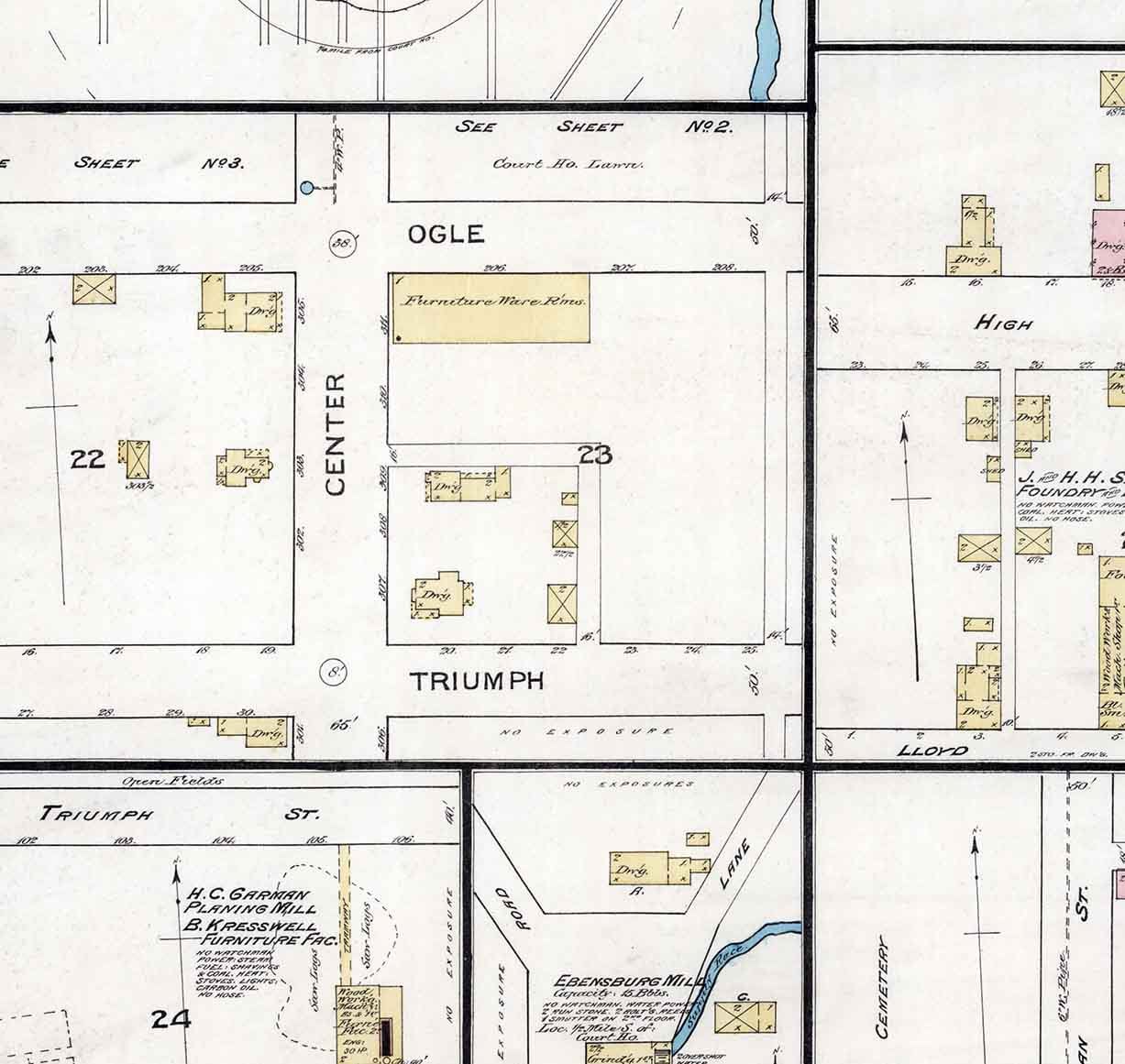 1887 Town Map of Ebensburg Cambria County Pennsylvania Etsy