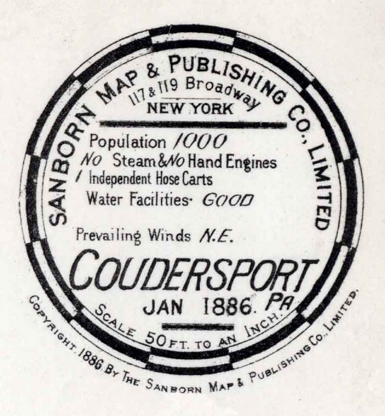 1886 Town Map of Coudersport Potter County Pennsylvania Etsy
