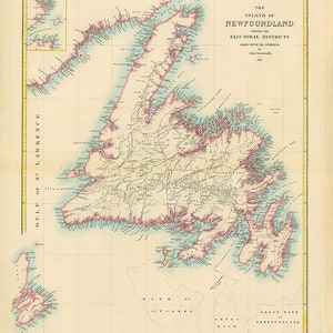 1884 Kaart van Newfoundland, Canada