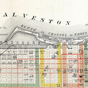 1890 Map of Galveston Texas - Etsy