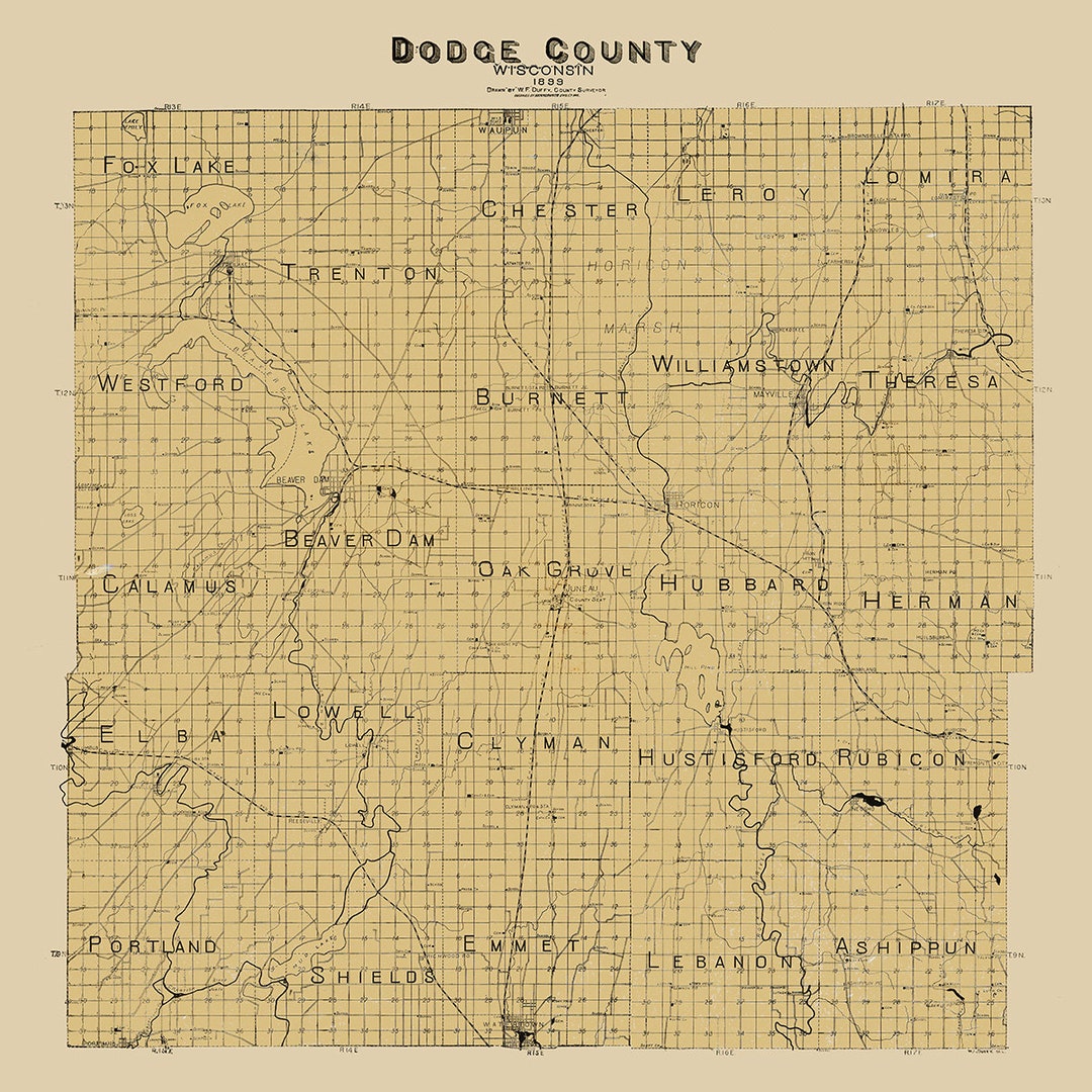 1899 Map of Dodge County Wisconsin Etsy