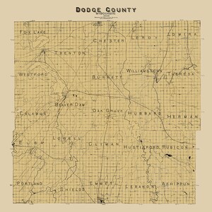 Kaart uit 1899 van Dodge County, Wisconsin