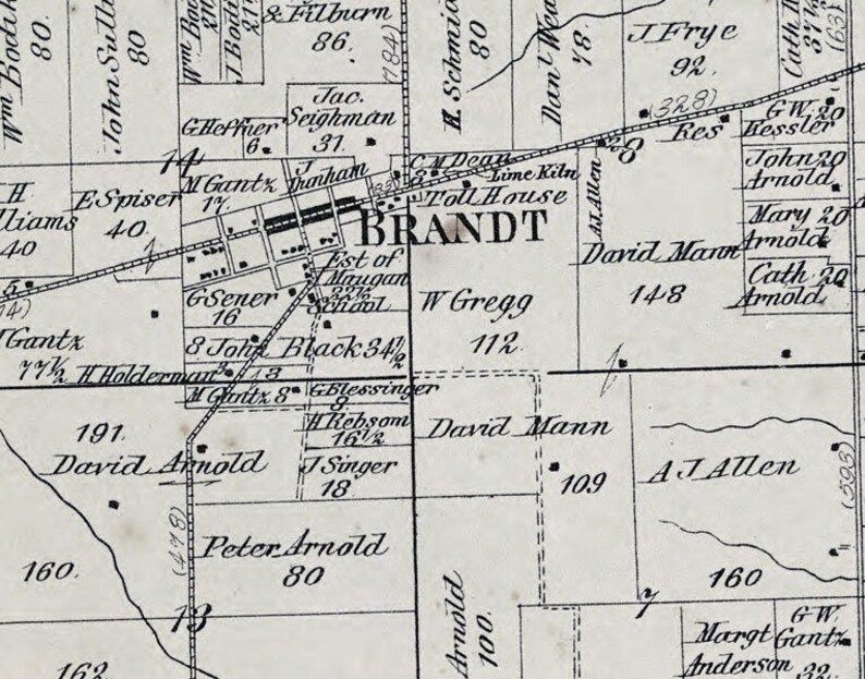 1871 Map of Bethel Township Miami County Ohio Etsy
