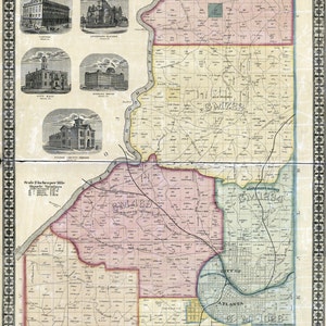 Réimpression de la carte du propriétaire foncier du comté de Fulton, en Géorgie, à Atlanta, 1893