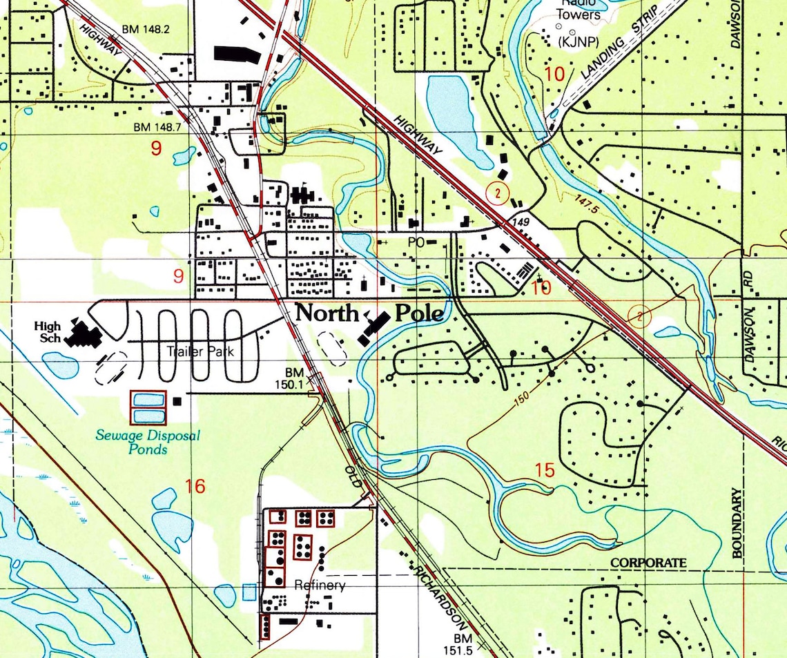 1992 Map of North Pole Alaska Etsy