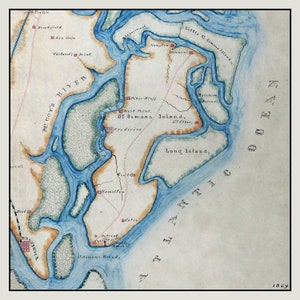 1869-Karte von Saint Simons Island Glynn County, Georgia
