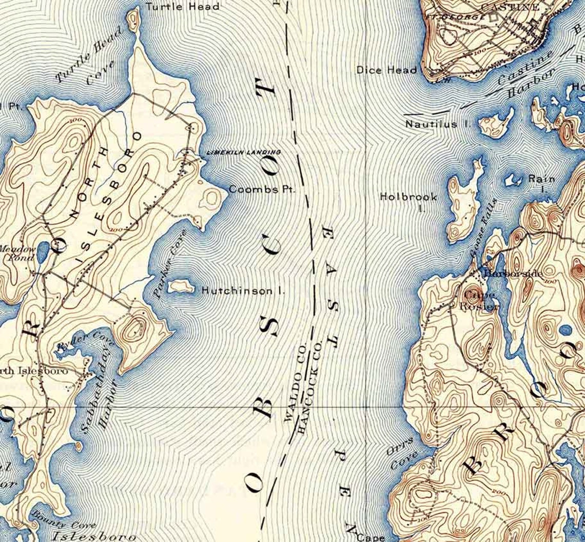 1904 Topo Map of Castine Maine Quad Etsy