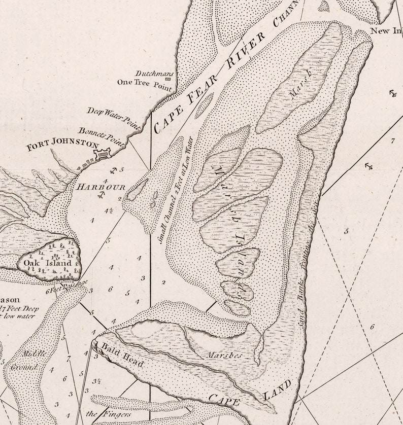 1776 Nautical Chart of Cape Fear River to Brunswick Georgia - Etsy
