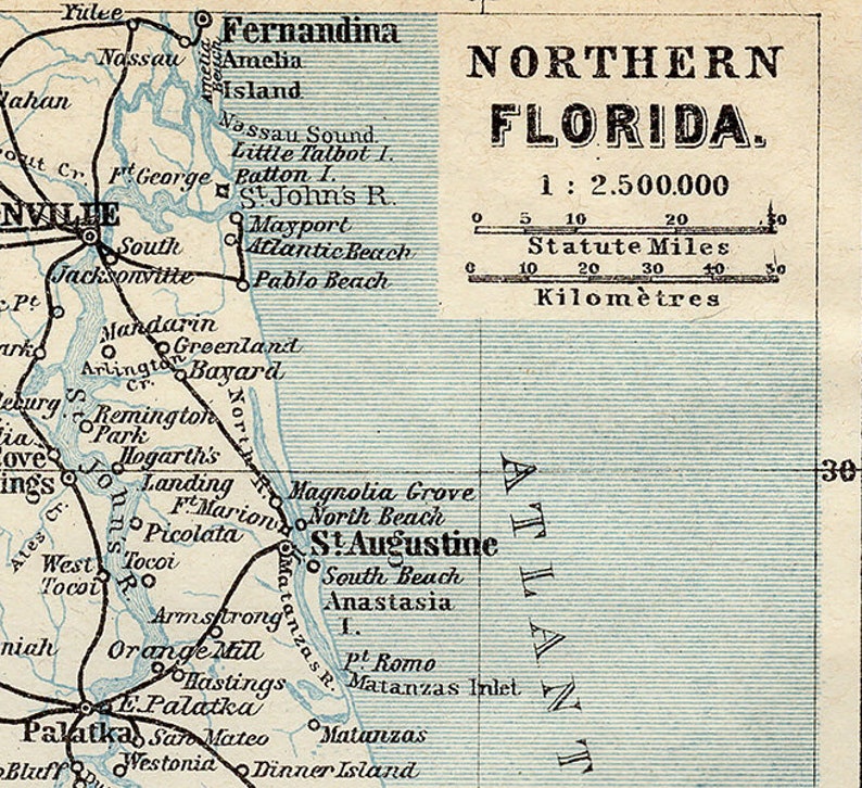 1909 Map of Northern Florida Etsy