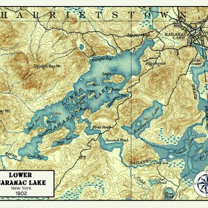 1902 Map of Lower Saranac Lake New York