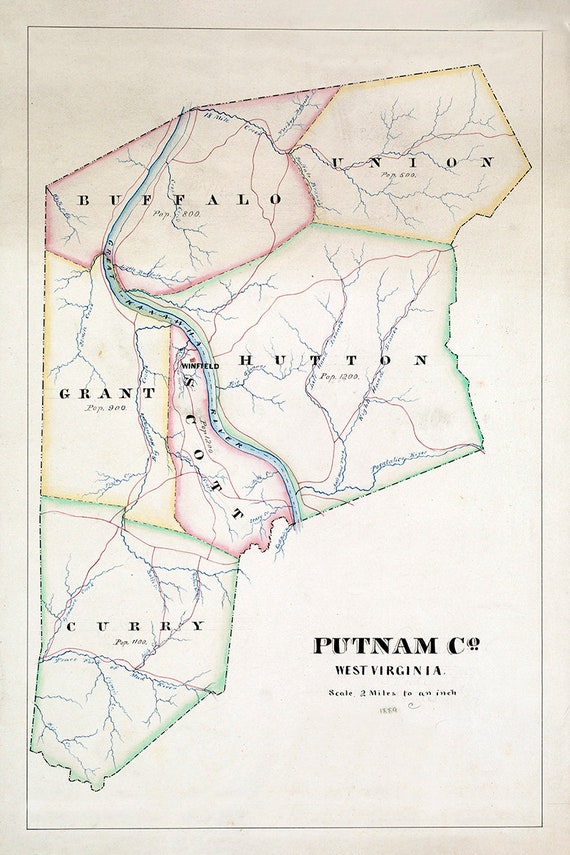 1889 Map of Putnam County West Virginia Etsy