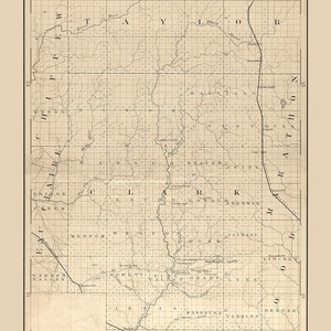 Carte du comté de Clark, Wisconsin, 1880