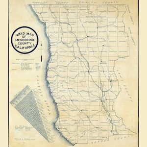 1917 Map of Mendocino County California