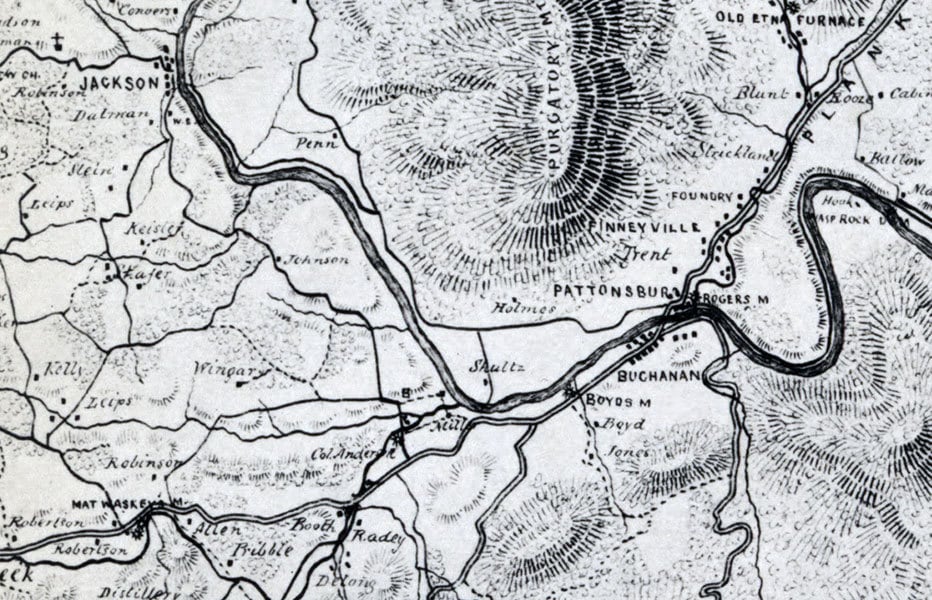 1864 Map of Botetourt County Virginia Family Names Genealogy Etsy