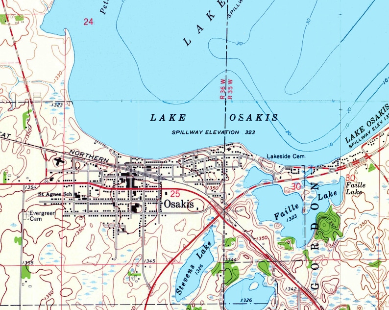 1966 Map of Lake Osakis Minnesota Etsy