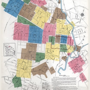 1918 Town Map of Athens Clark County Georgia