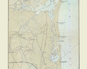 Karta över New Jerseys kust från 1878, Absecon Beach till Sea Island