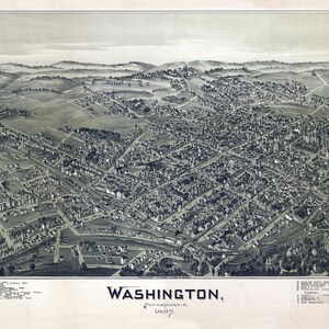 Carte aérienne de 1897 de Washington, Pennsylvanie Impression sur toile