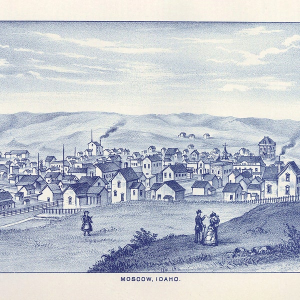 1889 Panoramic Map of Moscow Idaho