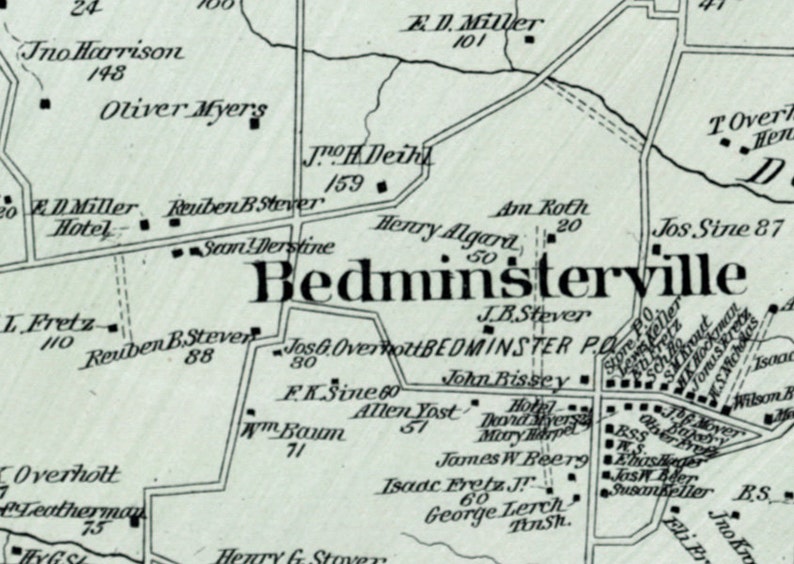 1891 Map of Bedminster Township Bucks County Pennsylvania Etsy