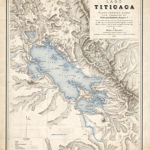 1893 Map of Lake Titicaca Peru and Bolivia
