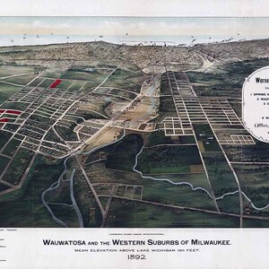 1892 Panoramakarte von Wauwatosa und Western Milwaukee Wisconsin