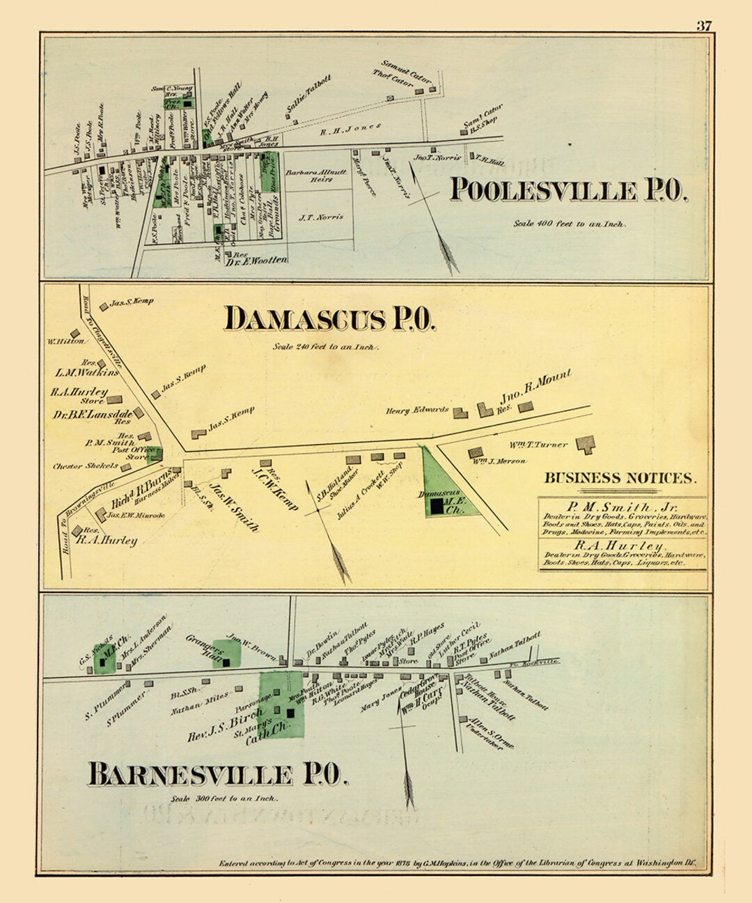 1879 Map of Poolesville Damascus and Barnesville Maryland Etsy
