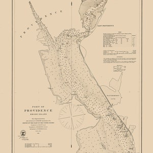 Carta Náutica de 1865 Puerto de Providence Rhode Island