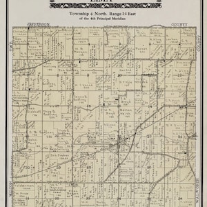1917 Carte du canton de Lima, comté de Rock, Wisconsin