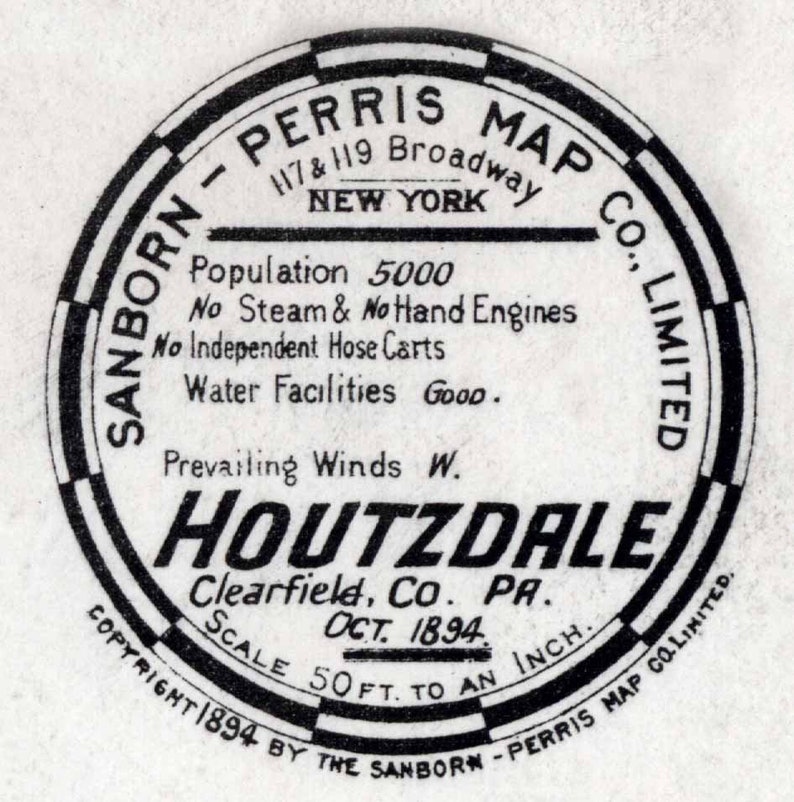 1894 Town Map of Houtzdale Clearfield County Pennsylvania Etsy