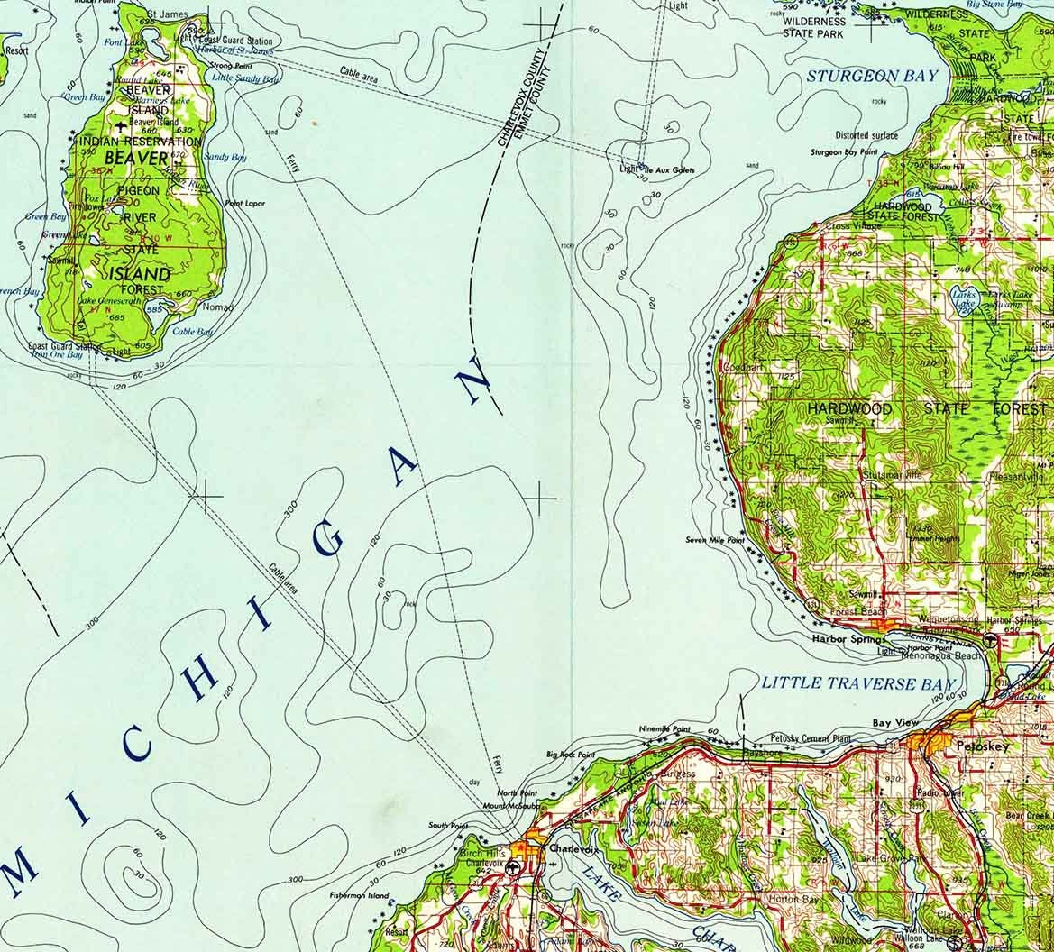1958 Topo Map of Cheboygan Michigan Beaver Island Lake Huron  Etsy