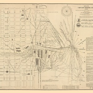 1858-Karte des Hafens von Chicago und Bar Illinois